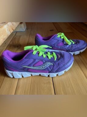 Saucony Kotaro 2 Purple Sneakers with Neon Yellow Laces